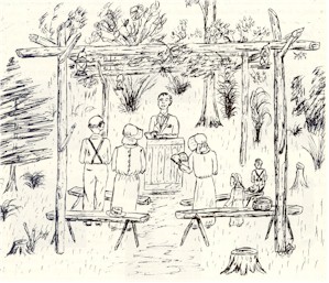 A sketch of the Brush Arbor Church.