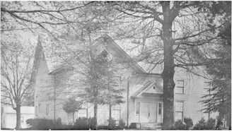 A monochrome image of the remodeled Church.